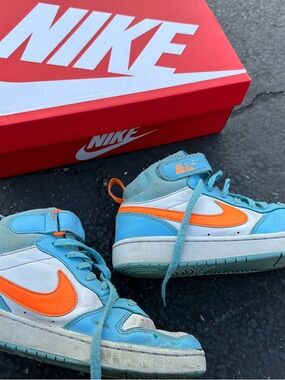 Nike Blue, White & Orange High-Top Sneakers